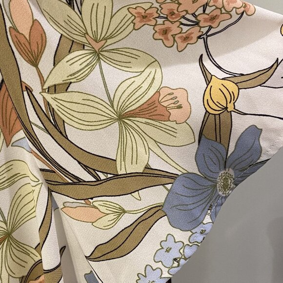 Lauren Conrad Flutter Sleeve Print V-Neck Blouse - Picture 3 of 5